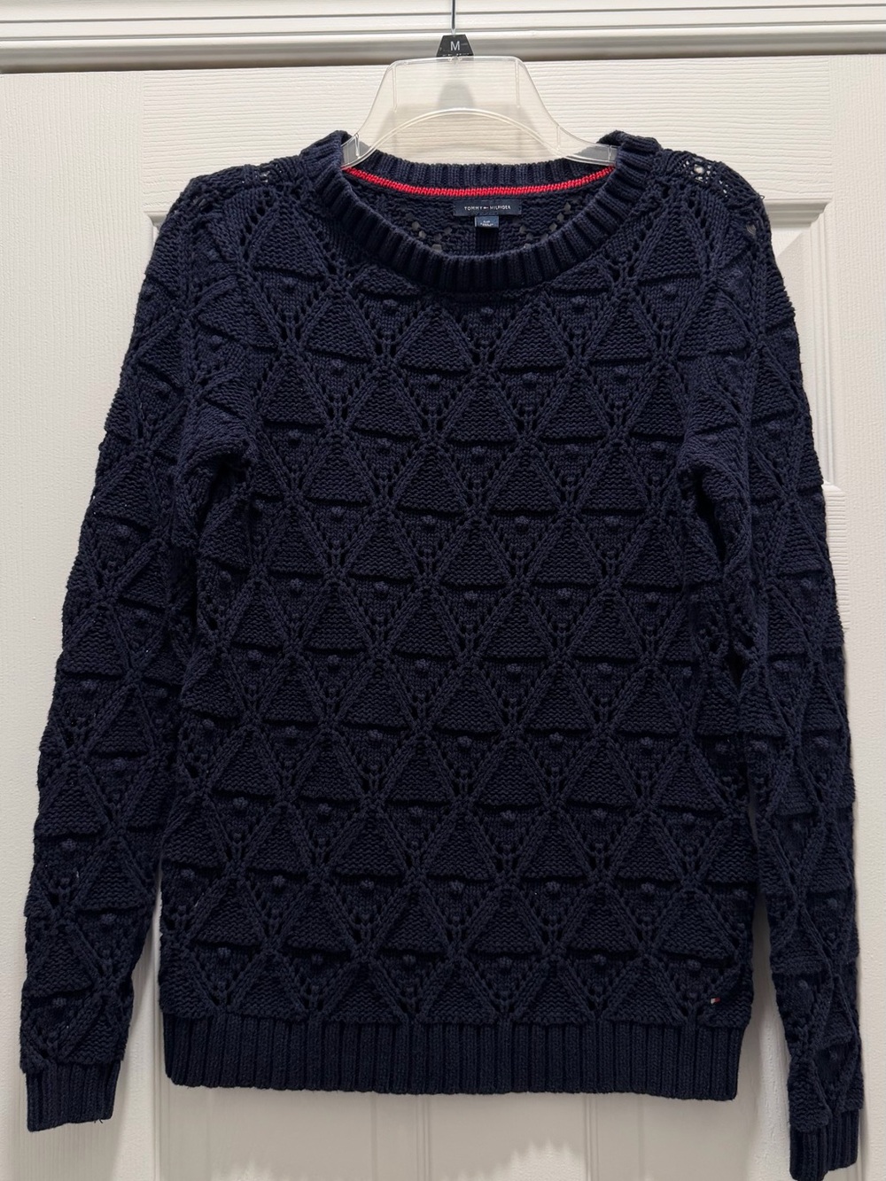 Tommy Hilfiger Navy Triangle Textured Crewneck Sweater